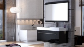 Łazienka w stylu Black & White Dom, LIFESTYLE - Moda ma to do siebie, że odchodzi i powraca. Zmienia się jak w kalejdoskopie. Jaki styl w aranżacji wnętrza wybrać, aby nie przestał być na topie po kilku latach? Aquaform stawia na ponadczasowe połączenie – Black & White.