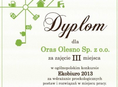 Oraz z nagrodą w konkursie Ekobiuro 2013