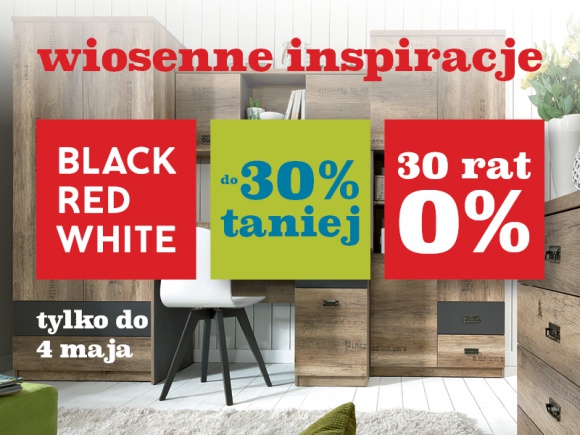 Wiosenne inspiracje w niższych cenach od Black Red White Dom, LIFESTYLE - Black Red White inspiruje do wiosennych zmian w aranżacji wnętrz. W salonach polskiej marki ruszyła kolejna promocja, w której można zaoszczędzić do 30% na zakupie mebli pokojowych. Co więcej, kuchnie z lakierowanymi frontami są tańsze aż o 20%.