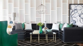 Elegancka geometria na dywanach Dom, LIFESTYLE - Dywany w geometryczne wzory niezmiennie cieszą się dużą popularnością. Jednak czy taki dywan nadaje się do eleganckiego wnętrza w stylu minimalistycznym lub apartamentu w klimacie glamour? Zdecydowanie tak! Postawmy jednak na stonowane kolory i oszczędne wzornictwo.