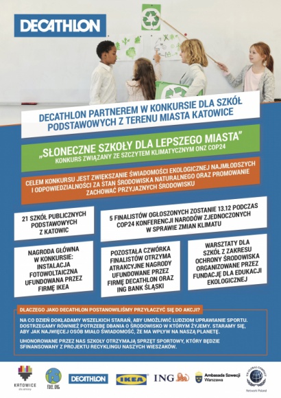 Decathlon w walce o czyste środowisko! BIZNES, Ochrona środowiska - Uczniowie ponad dwudziestu katowickich szkół podstawowych zgłosi chęć udziału w konkursie. Młodzi ludzie będą mieli szansę pokazać swoją wizję odpowiedzialności ekologicznej i zrównoważonego rozwoju.