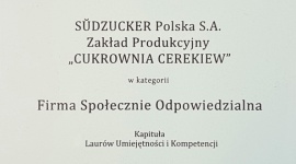 Cukrownia Cerekiew nagrodzona Srebrnym Laurem Umiejętności i Kompetencji Rolnictwo, BIZNES - Cukrownia Cerekiew została nagrodzona Srebrnym Laurem Umiejętności i Kompetencji w kategorii Firma Społecznie Odpowiedzialna. Nagrody przyznawane przez Opolską Izbę Gospodarczą zostały wręczone podczas uroczystej gali, która odbyła się w Filharmonii Opolskiej.